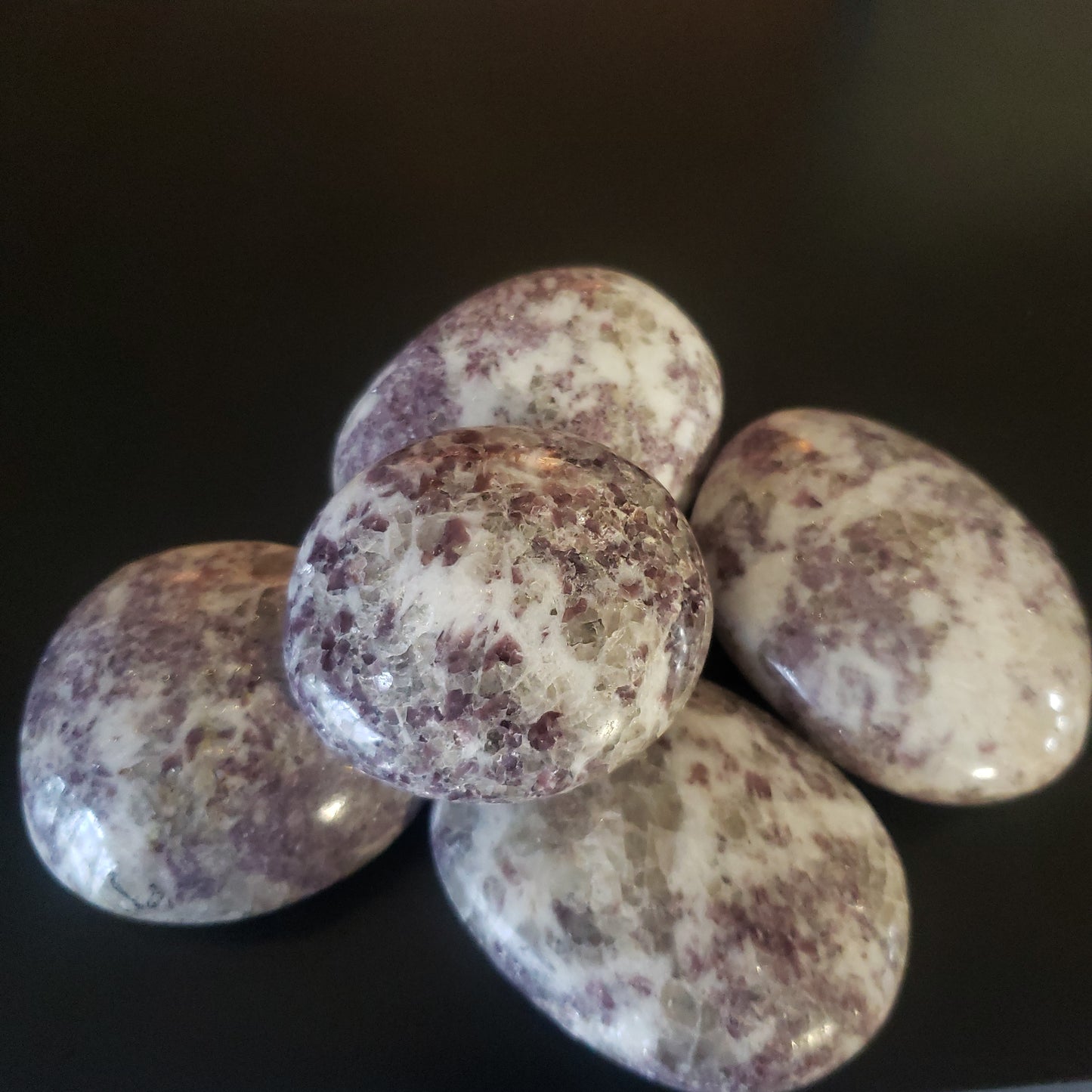lepidolite palm stones