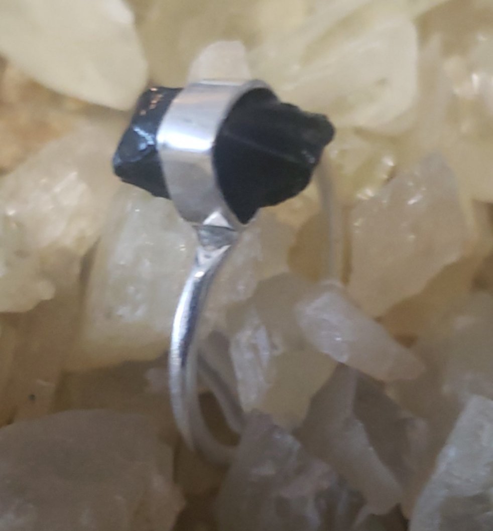 Black Tourmaline Ring Raw