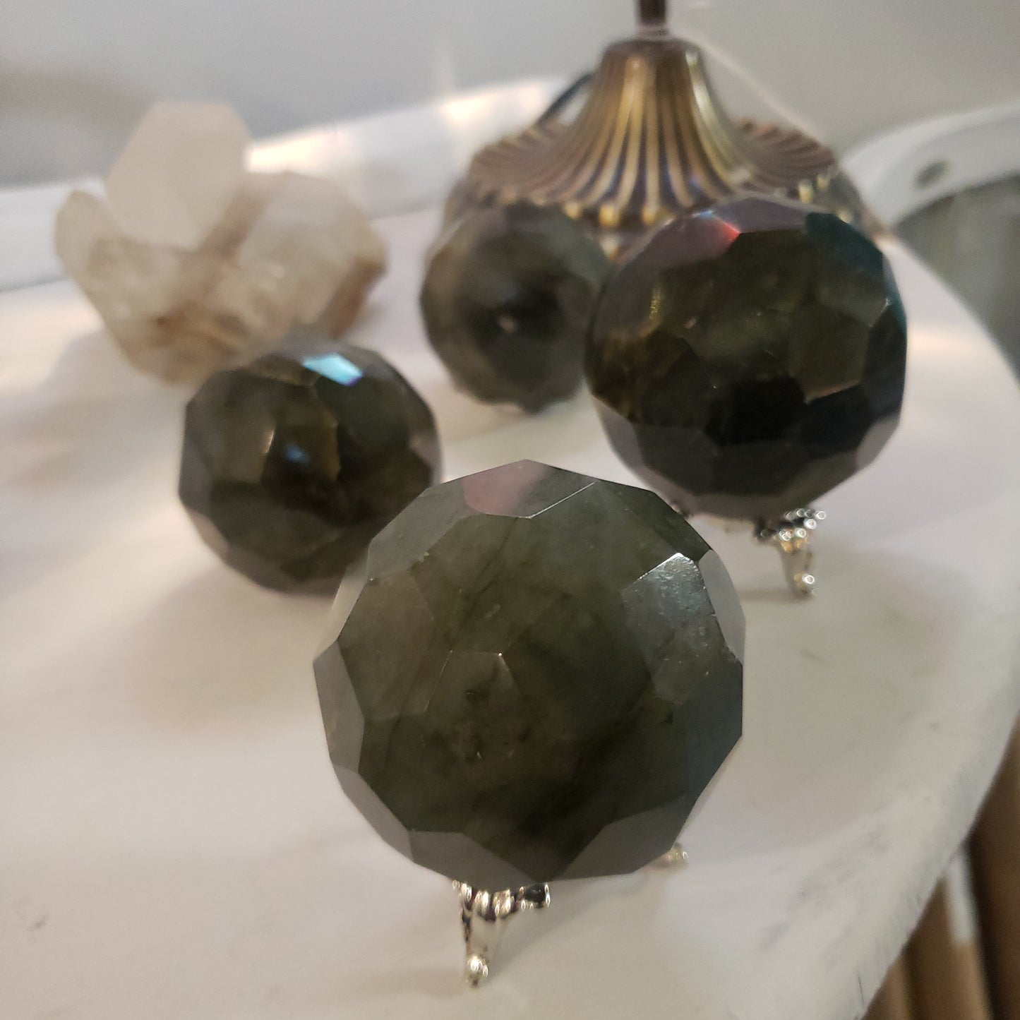 Faceted Labradorite Spheres