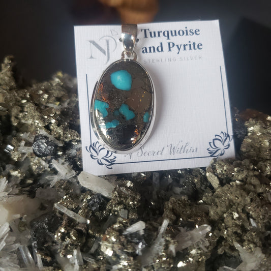 Turquoise and Pyrite pendant