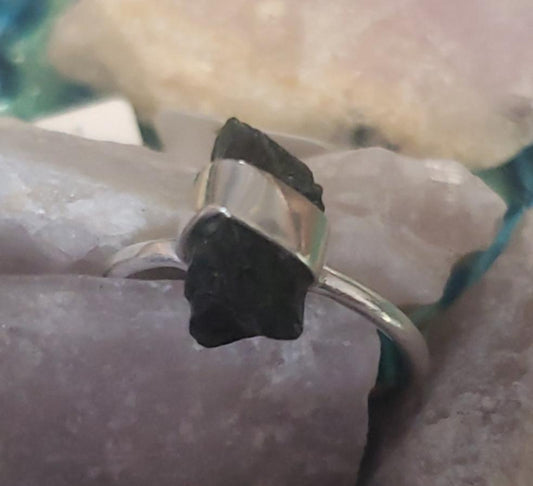 Black Tourmaline Ring Raw