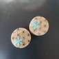 Organic Crocodile Wood Saddle Plug w/ Turquoise Floral Pattern